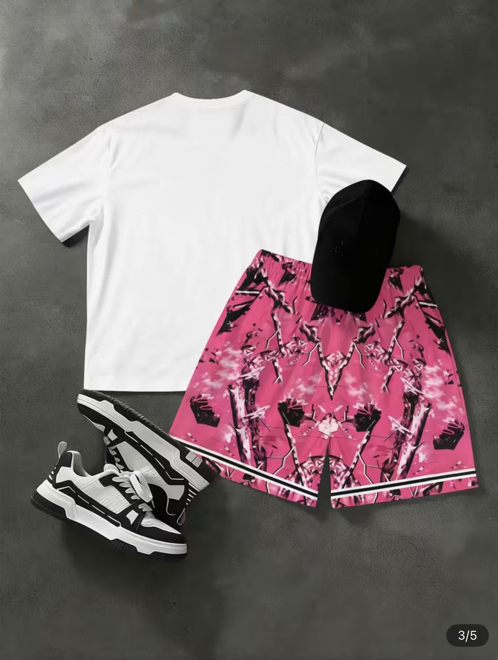 Completo Streetwear Oversize Bianco e Rosa