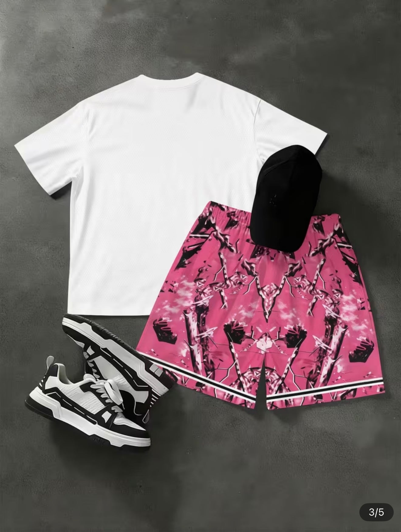 Completo Streetwear Oversize Bianco e Rosa